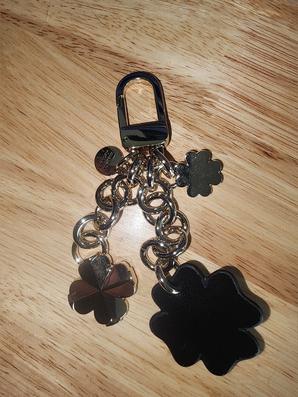 Kate Spade Gold Black Floral Pearl Leather Purse Charm Bag NWOT - Picture 5 of 5